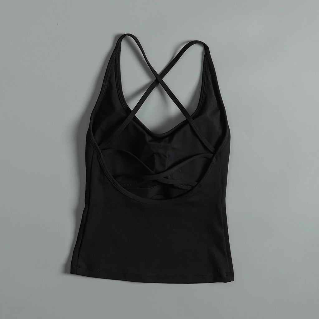 Sexy beautiful back sports vest for women with summer chest pad shockproof fitness lingerie wearing suspender Pilates yoga top