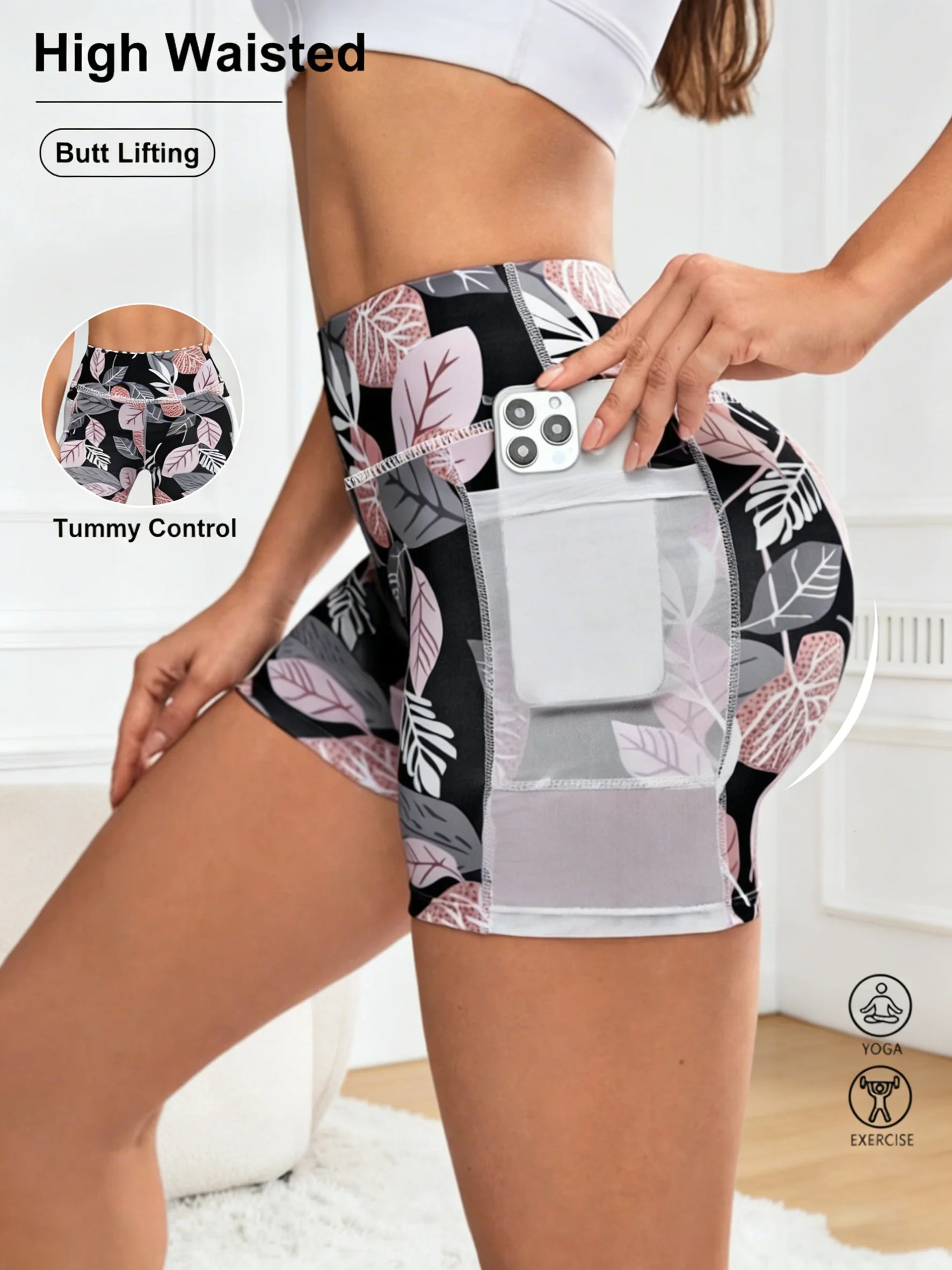 Summer Women High Waist Booty Lifting leggings shorts elastic breathable running sport pants for Gym Cycling Fitness Daily Wear