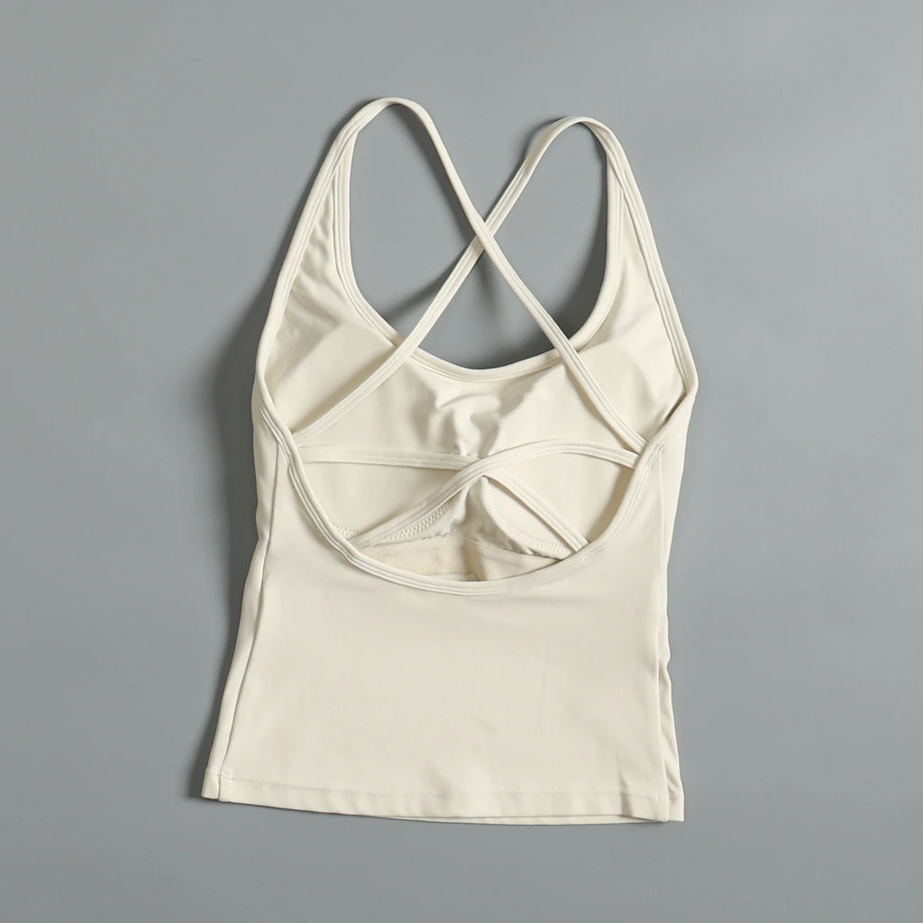 Sexy beautiful back sports vest for women with summer chest pad shockproof fitness lingerie wearing suspender Pilates yoga top
