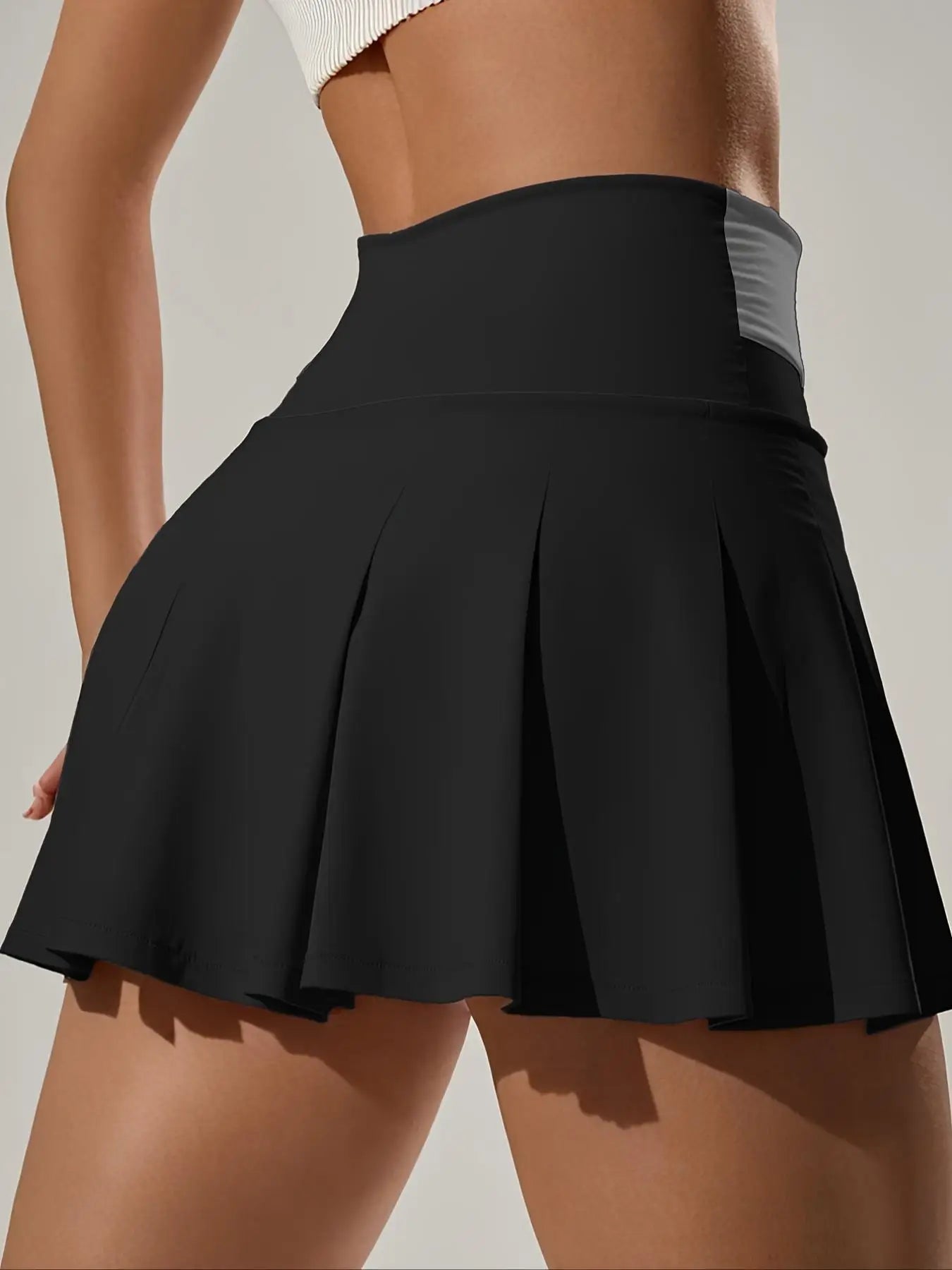 Women's High Waist Sporty Colorblock Skirt Shorts Set, Slim-Fit Tennis Golf Fitness Multifunctional, All Season Wear