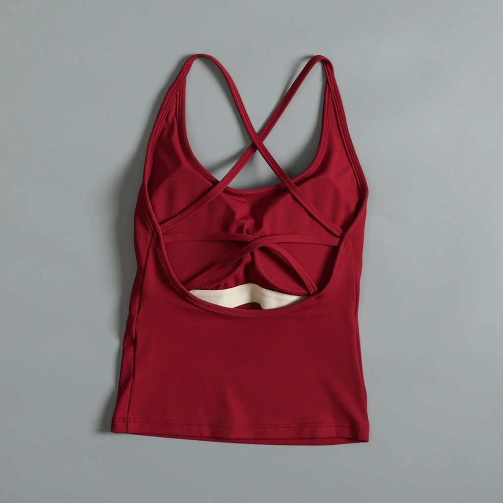 Sexy beautiful back sports vest for women with summer chest pad shockproof fitness lingerie wearing suspender Pilates yoga top