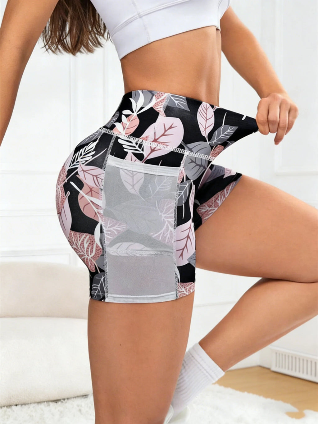 Summer Women High Waist Booty Lifting leggings shorts elastic breathable running sport pants for Gym Cycling Fitness Daily Wear
