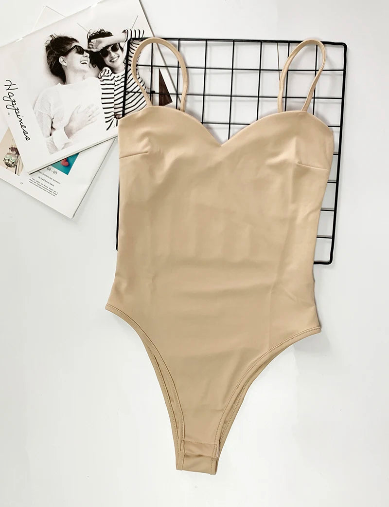 Elegant Black Bodysuit Knitted Top for Women Summer Body Ladies Spaghetti Straps Bodycon Bodysuits Women's One-Piece Suit White