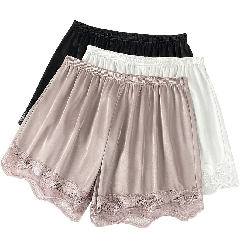 Spring and Summer 2026 New Lace Edge Safety Pants Women's Anti-running Light Bottoming Shorts Ice Silk Thin Pajama Pants Sexy