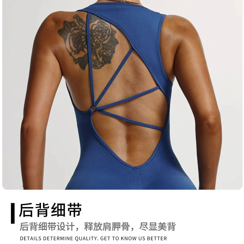 Seamless Yoga Jumpsuit Backless Romper Criss Cross Bodysuit Women Scrunch Butt Lift Workout Gym Fitness Clothing One Piece