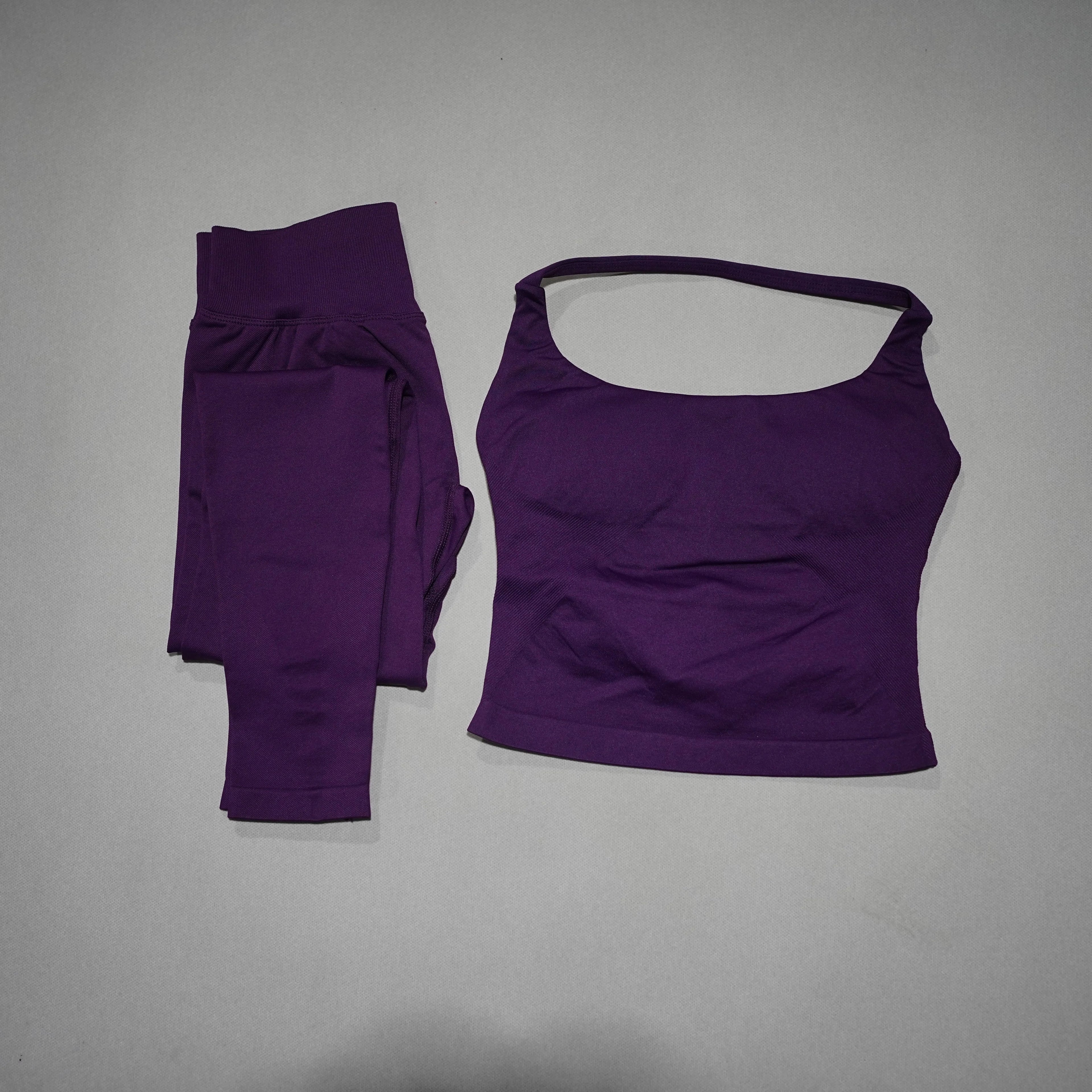 DFDK Women's 2-Piece Active Set, Backless Yoga Top, High Waist Seamless Trousers, Running Fitness Wear, Sports Suit